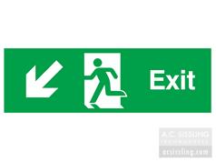  Exit / Running Man/ Arrow Down Left Signs  