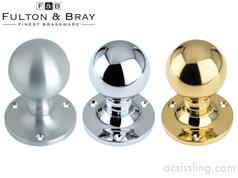 Fulton & Bray FB202 Ball Mortice Knobs on Rose (Face Fix) 