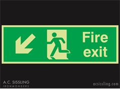 Fire Exit / Running Man / Arrow Down Left Signs PHOTO-LUMINESCENT 