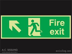 Fire Exit / Running Man / Arrow Up Left Signs PHOTO-LUMINESCENT 