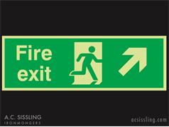 Fire Exit / Running Man / Arrow Up Right Signs PHOTO-LUMINESCENT 