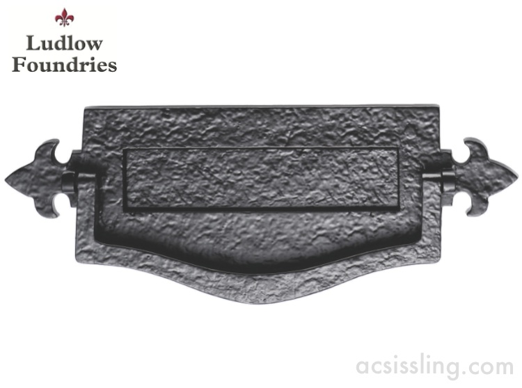 Ludlow Foundries LF5523 Traditional Fleur De Lys Letter Plate with Knocker Black Antique