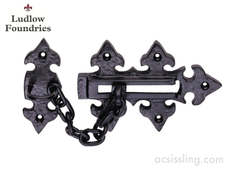Ludlow Foundries LF5536 Fleur De Lys Door Chain Black Antique 