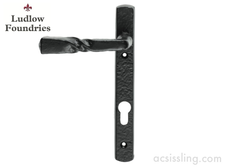 Ludlow Foundries LF56NP92 Straight Narrow Euro Lock Lever 92mm Black Antique 