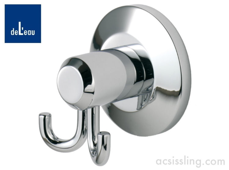 DeLeau LW02CP Tempo Double Robe Hook Polished Chrome 