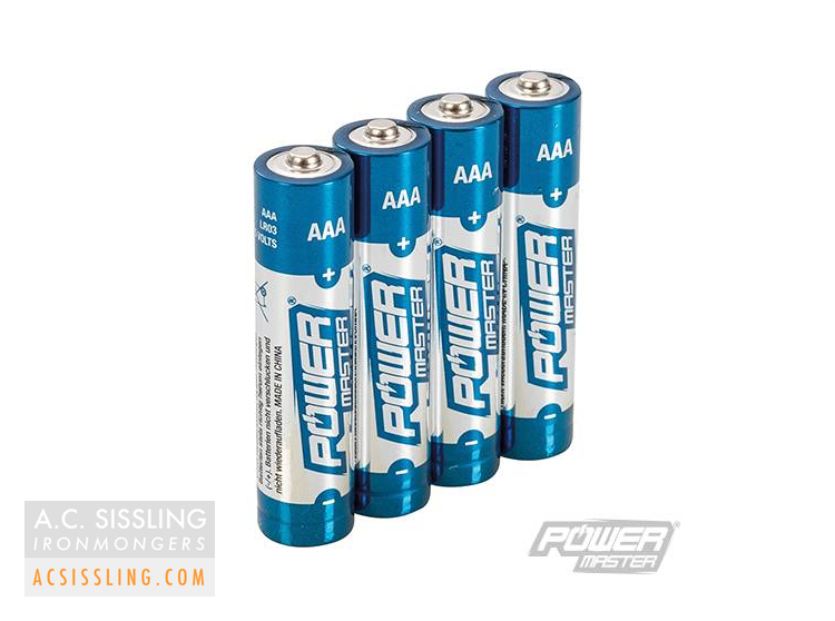 PowerMaster AAA LR03 Super Alkaline Batteries 4 Pack 