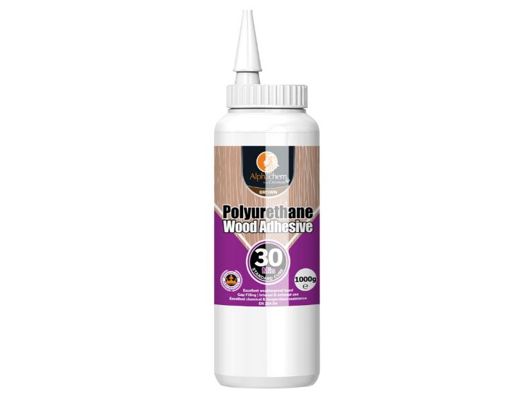 Alphachem PU 30-Min Wood Liquid Adhesive Polyurethane Brown 1000g Bottle 