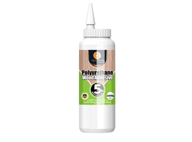 Alphachem PU 5-Minute Wood Liquid Adhesive Polyurethane Brown 1000g Bottle 