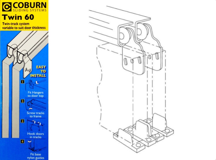 Coburn TWIN 60 Light Wardrobe Track Kits 27kg Top Hung System 