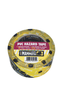 MAMMOTH Hazard Tape (Black&Yellow) 50mm x 33Metre Roll 