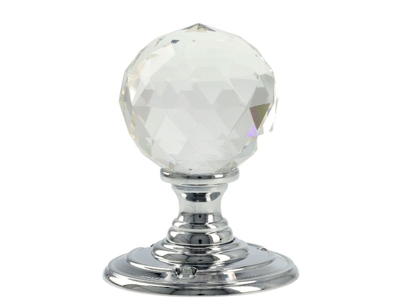 Alexander & Wilks - AW371055 Olivia Clear Faceted Glass Ball Mortice Knob - Pair 