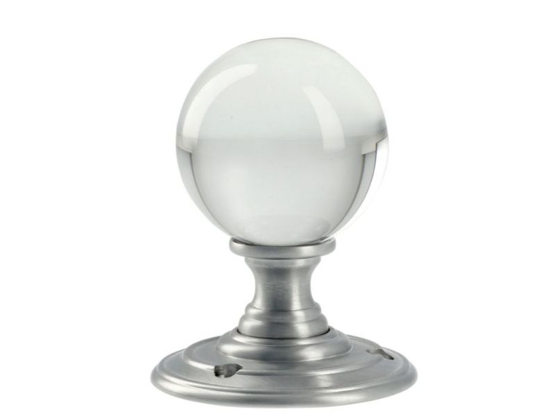 Alexander & Wilks - AW370 Naomi Clear Glass Ball Mortice Knob - Pair 