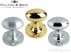 Fulton & Bray FB200 Oval Mortice Knobs on Rose (Face Fix) 