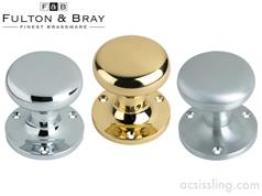 Fulton & Bray FB201 Mushroom Mortice Knobs on Rose (Face Fix) 