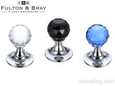 Fulton & Bray FB401 Series Glass Facetted Mortice Knobs 50mm (Face Fixed) 