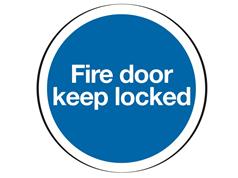 Fire Door Keep Locked Signs - 76mm Dia Circular 