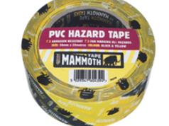 MAMMOTH Hazard Tape (Black&Yellow) 50mm x 33Metre Roll