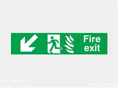 Fire Exit / Running Man / Arrow Down Left Signs 