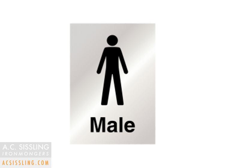 Self-Adhesive 150 x 100mm Stainless Steel Safety Sign//Bathroom Sign Male Toilet Door Sign