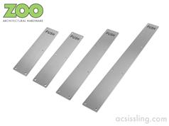 Zoo ZAS30R Series Stainless Finger Plates Radius Corners - Engraved PUSH 