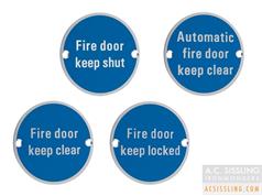 Zoo ZSA Circular Fire Door Signs Aluminium 