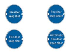 Zoo ZSS Circular Fire Door Signs Stainless Steel 