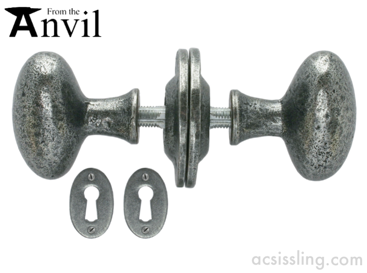 From The Anvil 33644 Oval Mortice/Rim Knob Pewter 